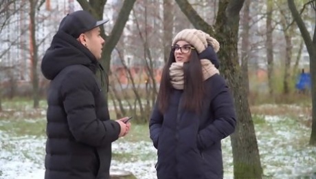 Russian brunette teen babe Bell Knock sucks and swallows cum