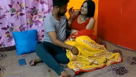 My Desi hot aunty has secret sex with her unmarried devar!! Cum inside pussy