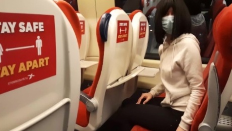Public dick flash in the train. Stranger girl jerk me off and suck me till I cum. Risky real outdoor