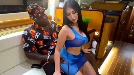 Big-boobed brunette Valerie Kay likes interracial hard fuck